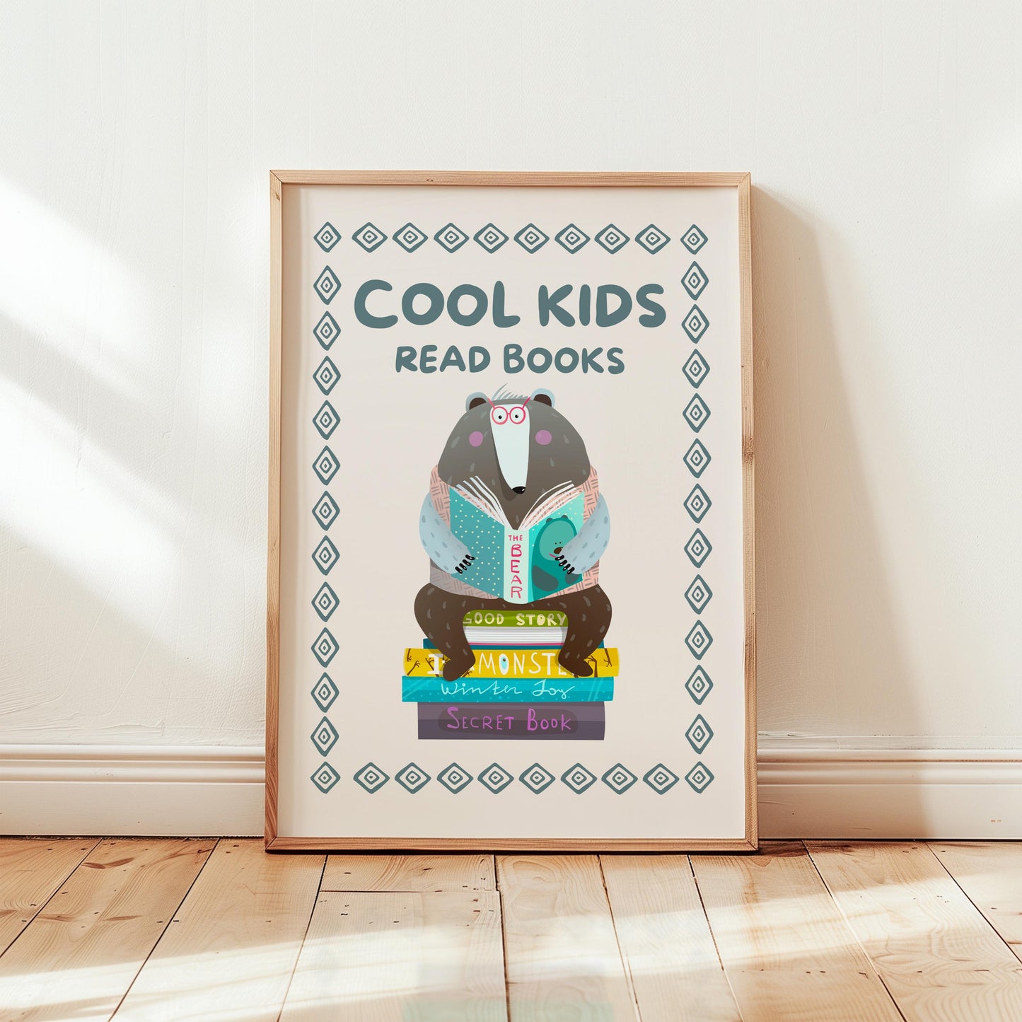 Cool Kids Read Books Print, Reading Poster, Kids Book Nook Art MR17