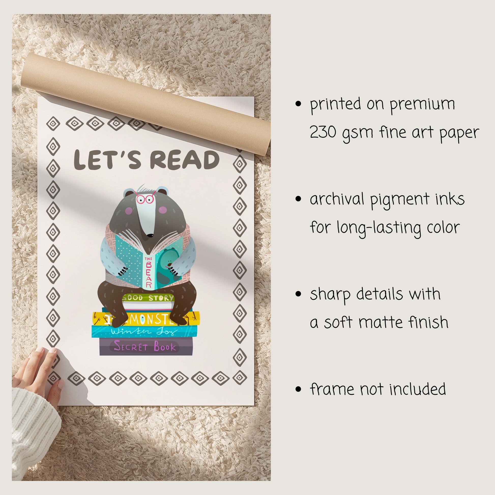Cool Kids Read Books Print, Reading Poster, Kids Book Nook Art MR17
