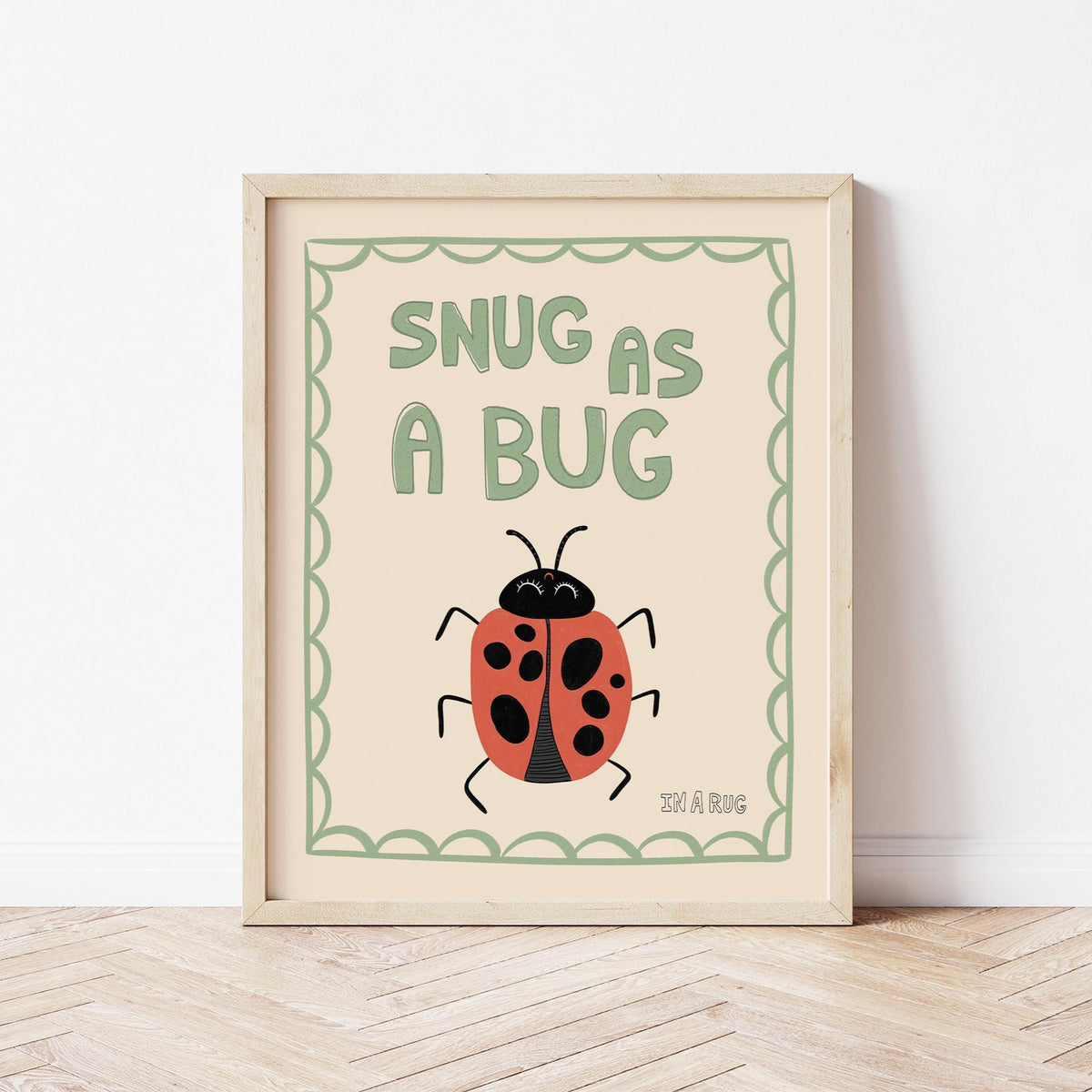 Snug As A Bug Print, Ladybug Nursery Poster, Kids Playroom Decor MR10