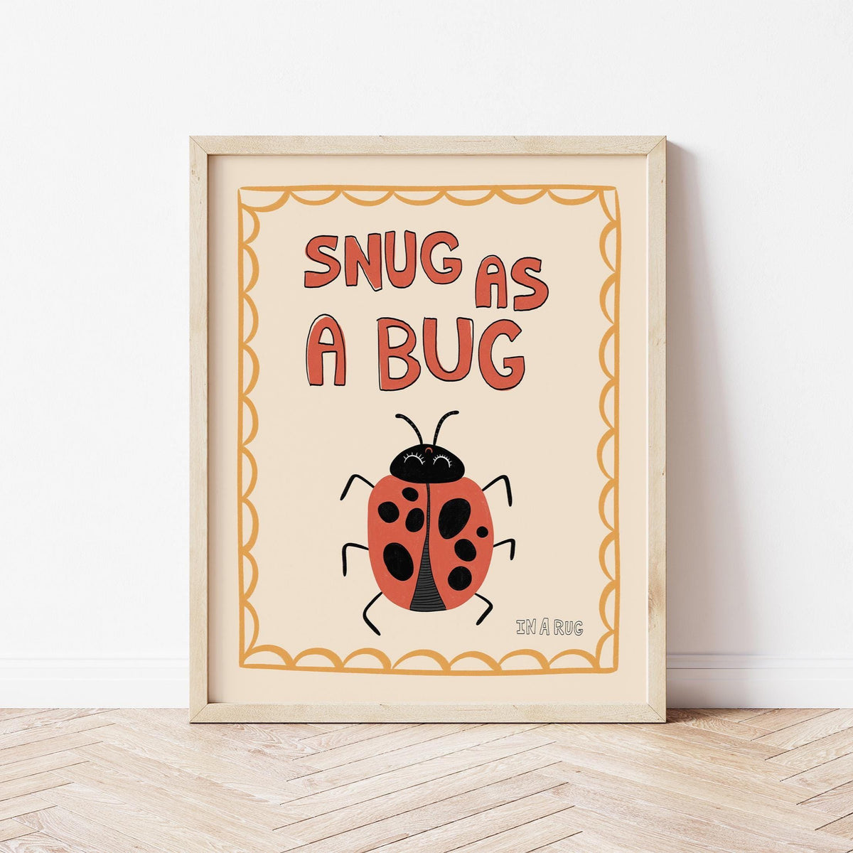Snug As A Bug Print, Ladybug Nursery Poster, Kids Playroom Decor MR10