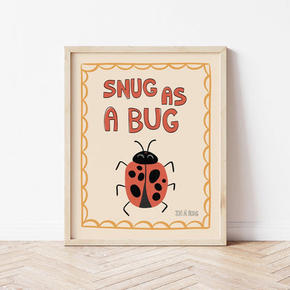 Snug As A Bug Print, Ladybug Nursery Poster, Kids Playroom Decor MR10