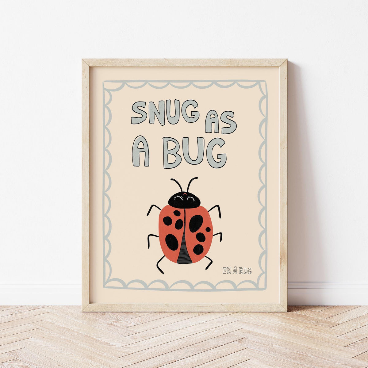 Snug As A Bug Print, Ladybug Nursery Poster, Kids Playroom Decor MR10
