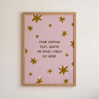 Custom Quote Print, Personalized Text Poster, Song Lyrics Wall Art, Star Nursery Decor (MR109)