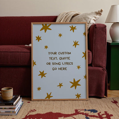 Custom Quote Print, Personalized Text Poster, Song Lyrics Wall Art, Star Nursery Decor (MR109)