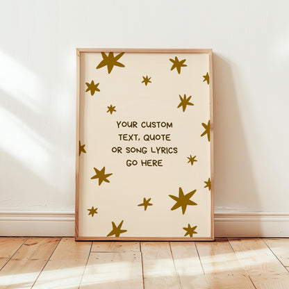 Custom Quote Print, Personalized Text Poster, Song Lyrics Wall Art, Star Nursery Decor (MR109)