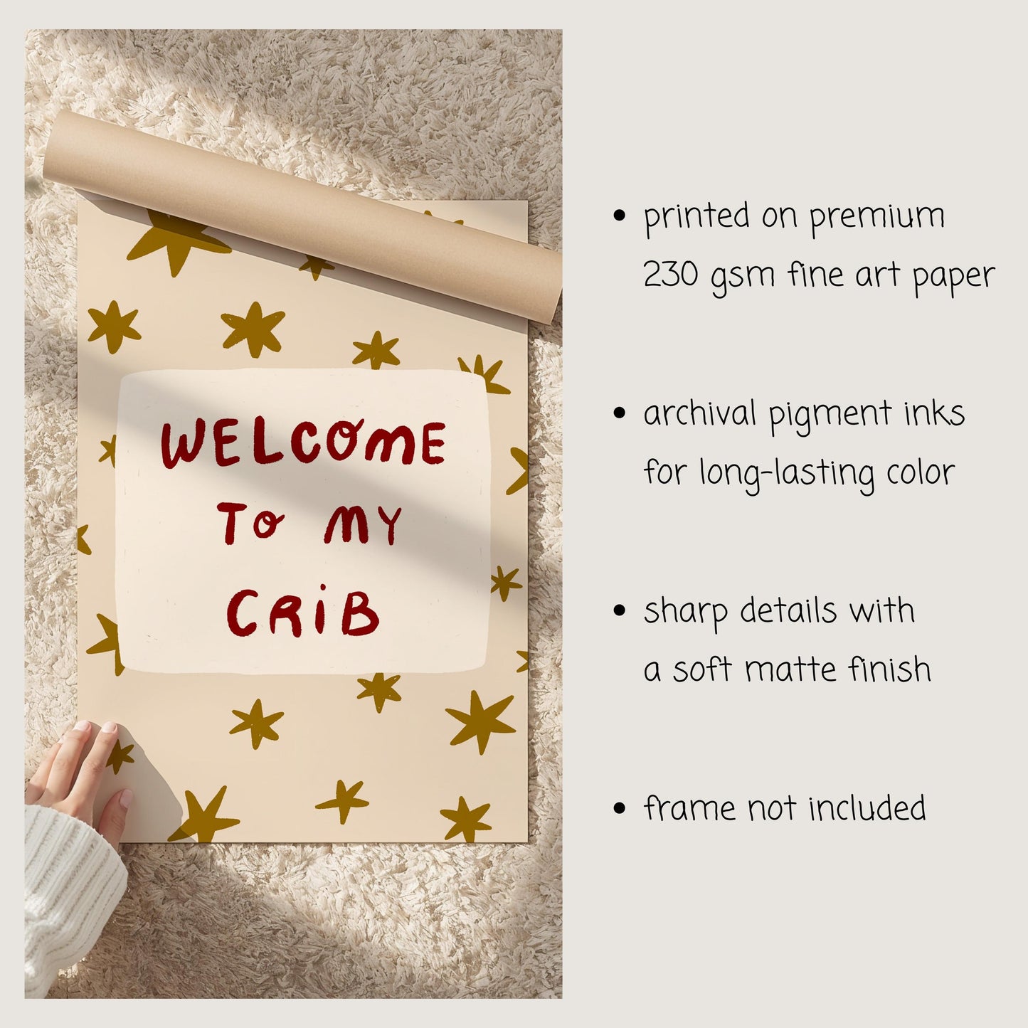 Welcome To My Crib Print, Funny Star Nursery Wall Art, Baby Shower Gift MR110