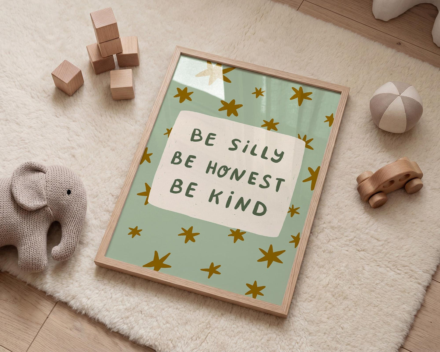 Be Silly Honest Kind Print, Stars Kids Playroom Poster, Toddler Wall Decor, UNFRAMED (MR111)