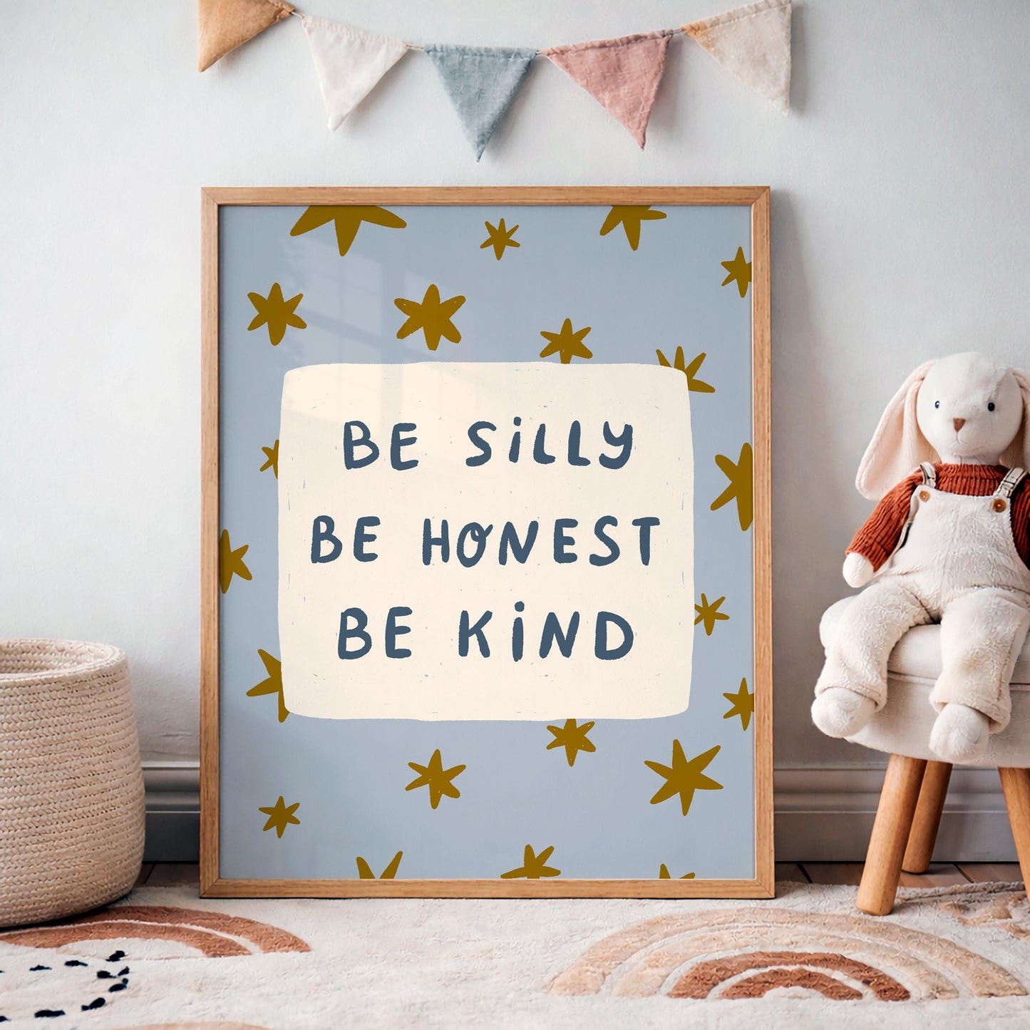 Be Silly Honest Kind Print, Stars Kids Playroom Poster, Toddler Wall Decor, UNFRAMED (MR111)