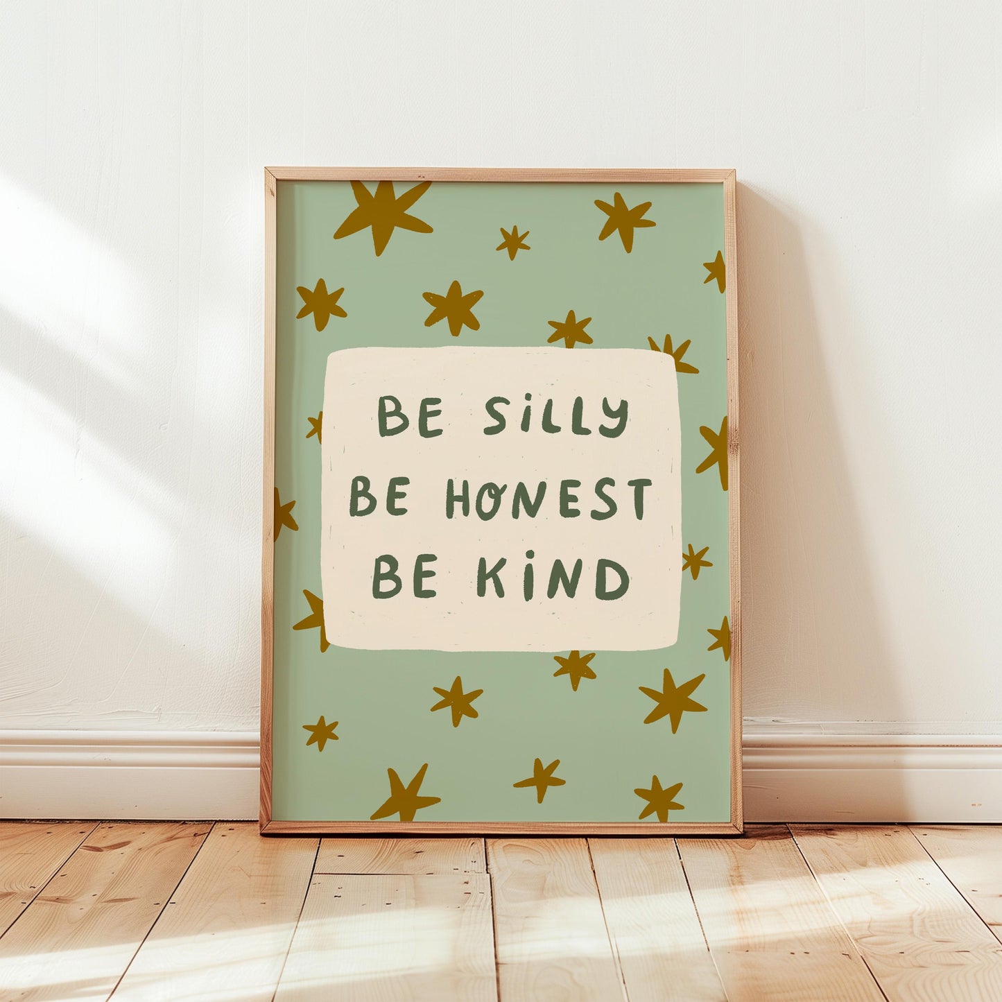 Be Silly Honest Kind Print, Stars Kids Playroom Poster, Toddler Wall Decor, UNFRAMED (MR111)