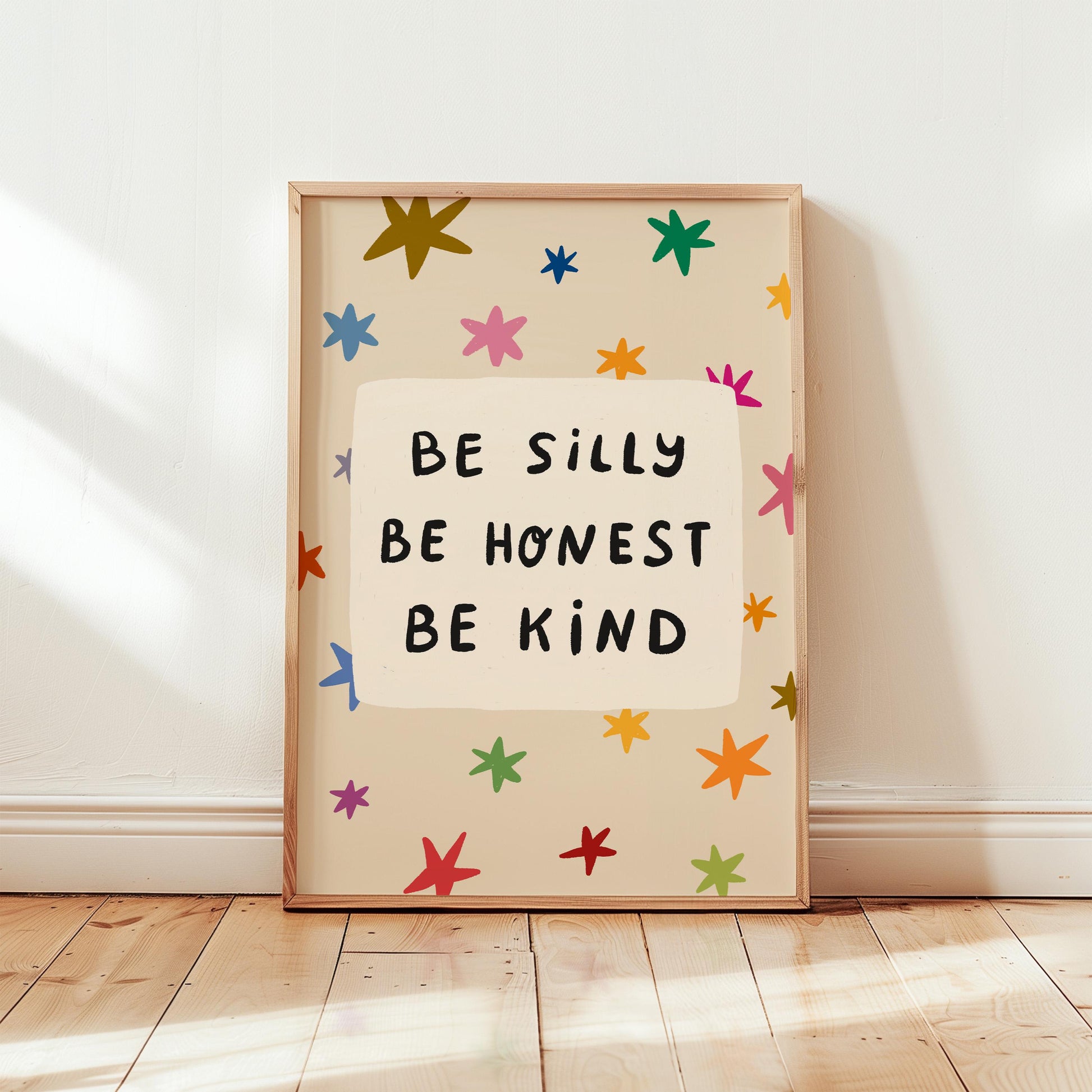 Be Silly Honest Kind Print, Stars Kids Playroom Poster, Toddler Wall Decor, UNFRAMED (MR111)