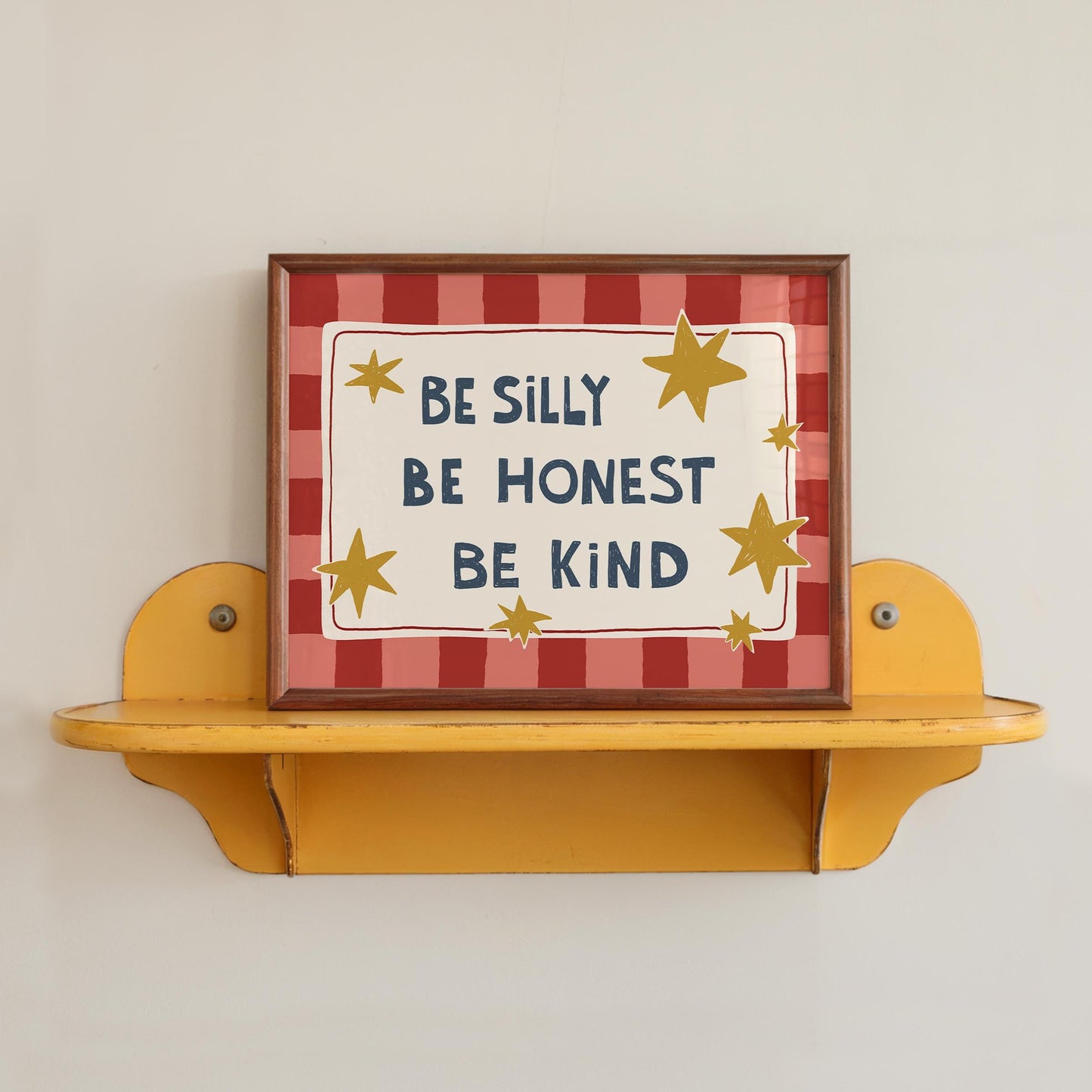 Be Silly Honest Kind Print, Checkered Kids Wall Art, Playroom Poster, UNFRAMED (MR101)