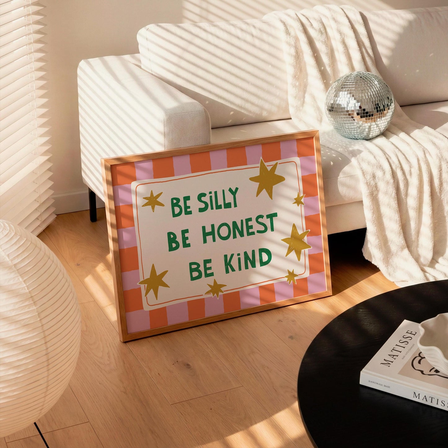 Be Silly Honest Kind Print, Checkered Kids Wall Art, Playroom Poster, UNFRAMED (MR101)