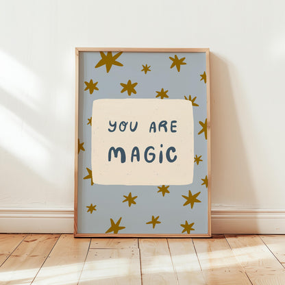 You Are Magic Print, Colorful Stars Nursery Wall Art, Kids Playroom Poster, UNFRAMED (MR112)