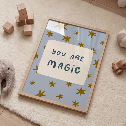 You Are Magic Print, Colorful Stars Nursery Wall Art, Kids Playroom Poster, UNFRAMED (MR112)