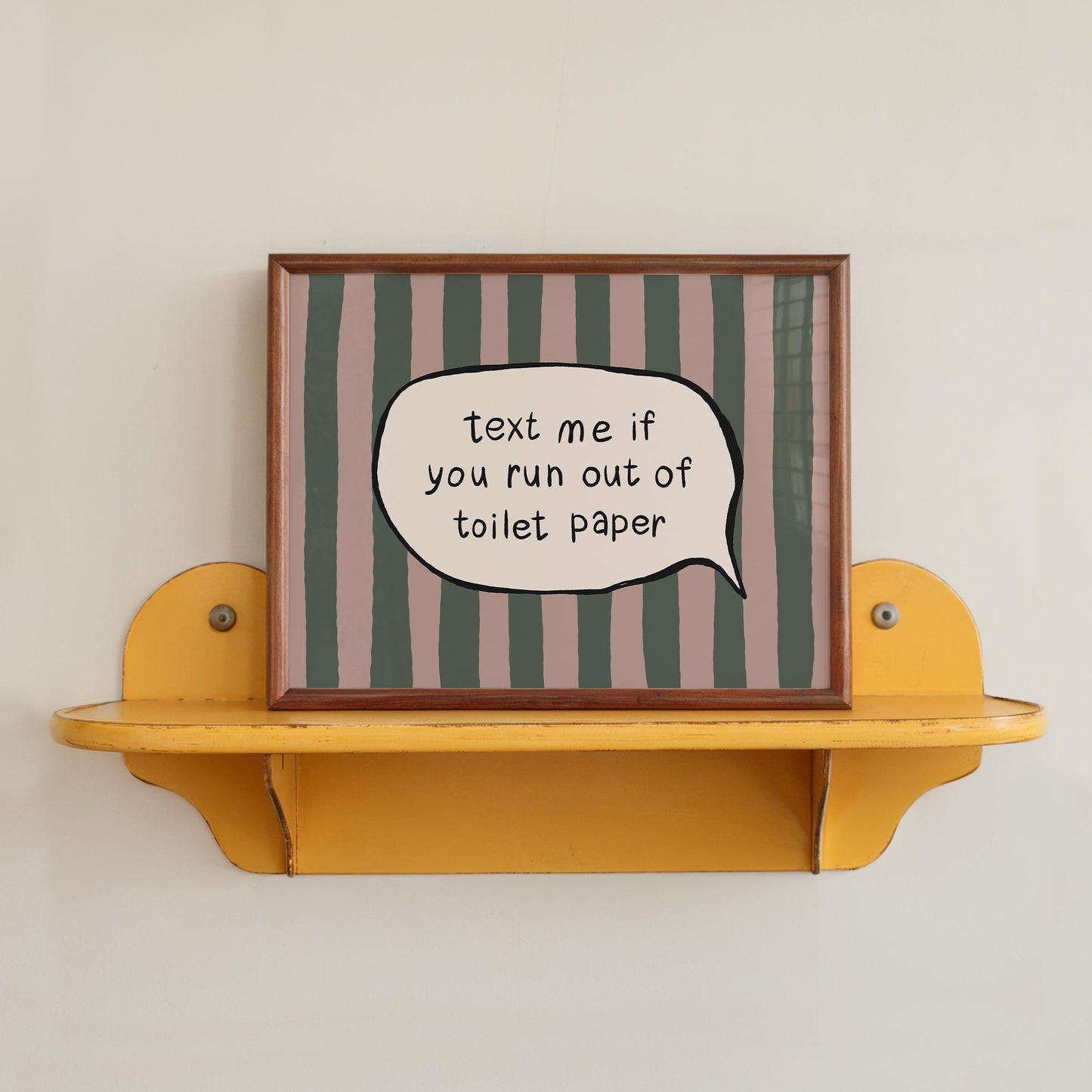 Text Me Toilet Paper Print, Funny Striped Bathroom Wall Art, Dopamine Decor, UNFRAMED MR113