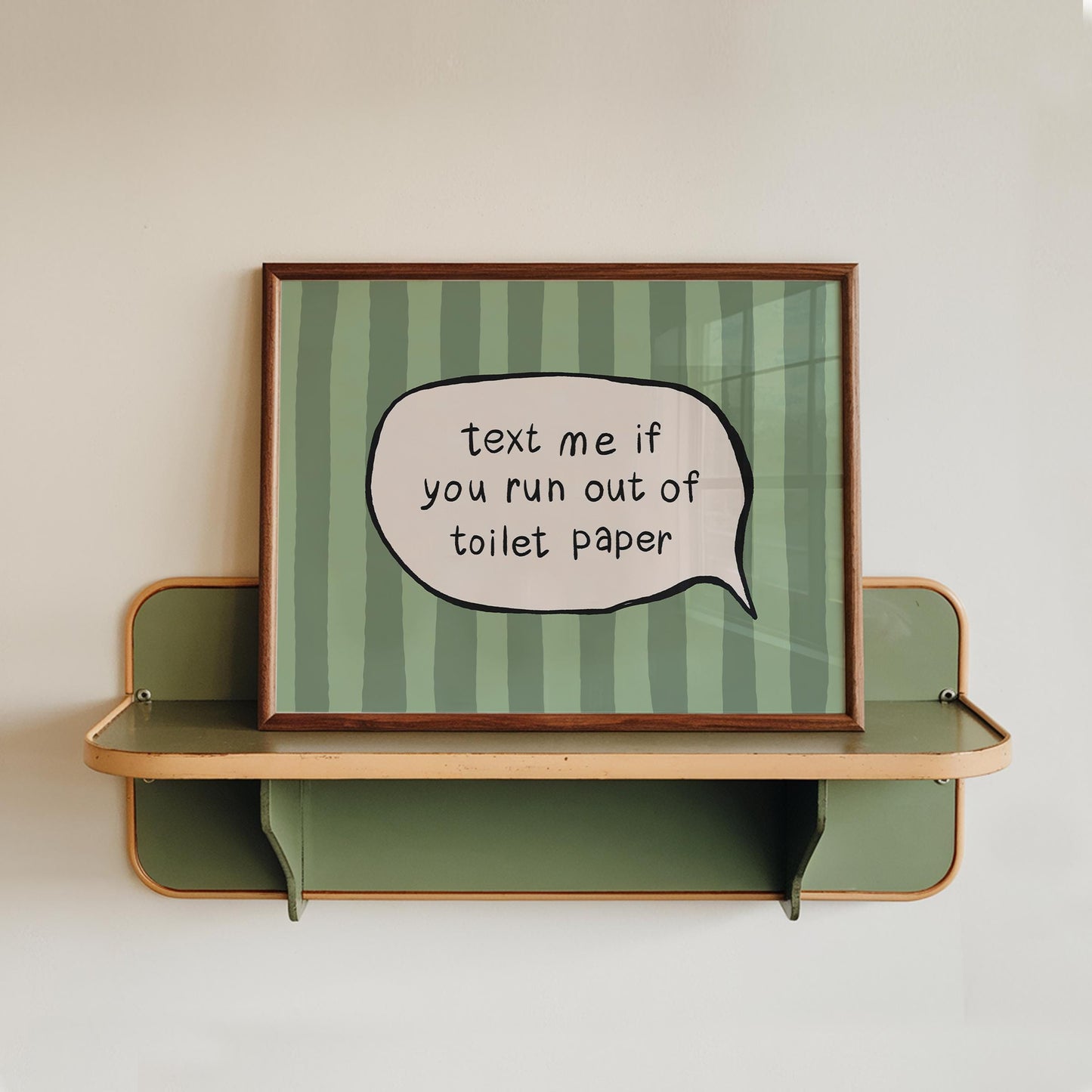 Text Me Toilet Paper Print, Funny Striped Bathroom Wall Art, Dopamine Decor, UNFRAMED MR113