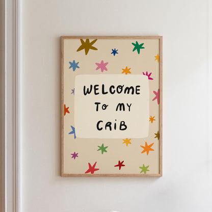 Welcome To My Crib Print, Funny Star Nursery Wall Art, Baby Shower Gift MR110