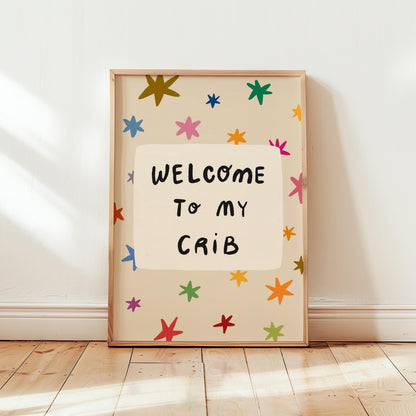 Welcome To My Crib Print, Funny Star Nursery Wall Art, Baby Shower Gift MR110