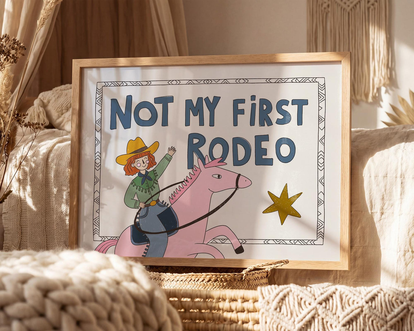 Not My First Rodeo Print, Cowgirl Wall Art, Western Poster, Kids Room Decor, UNFRAMED (MR114)