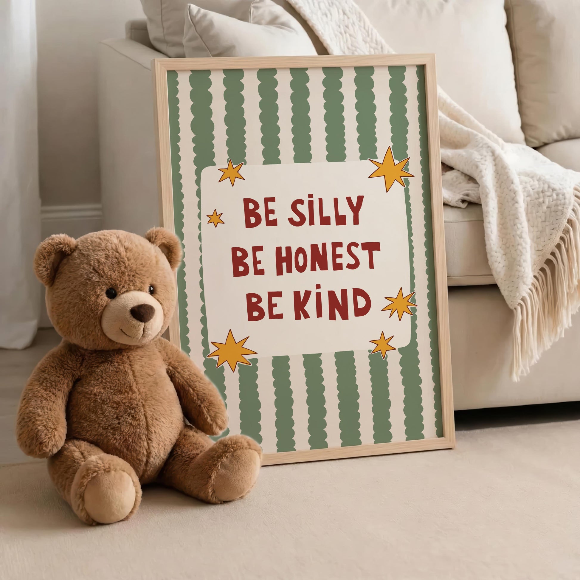 Be Silly Be Honest Be Kind Poster, Kids Room Wall Art, Playroom Decor, Classroom Quote Print (MR119)