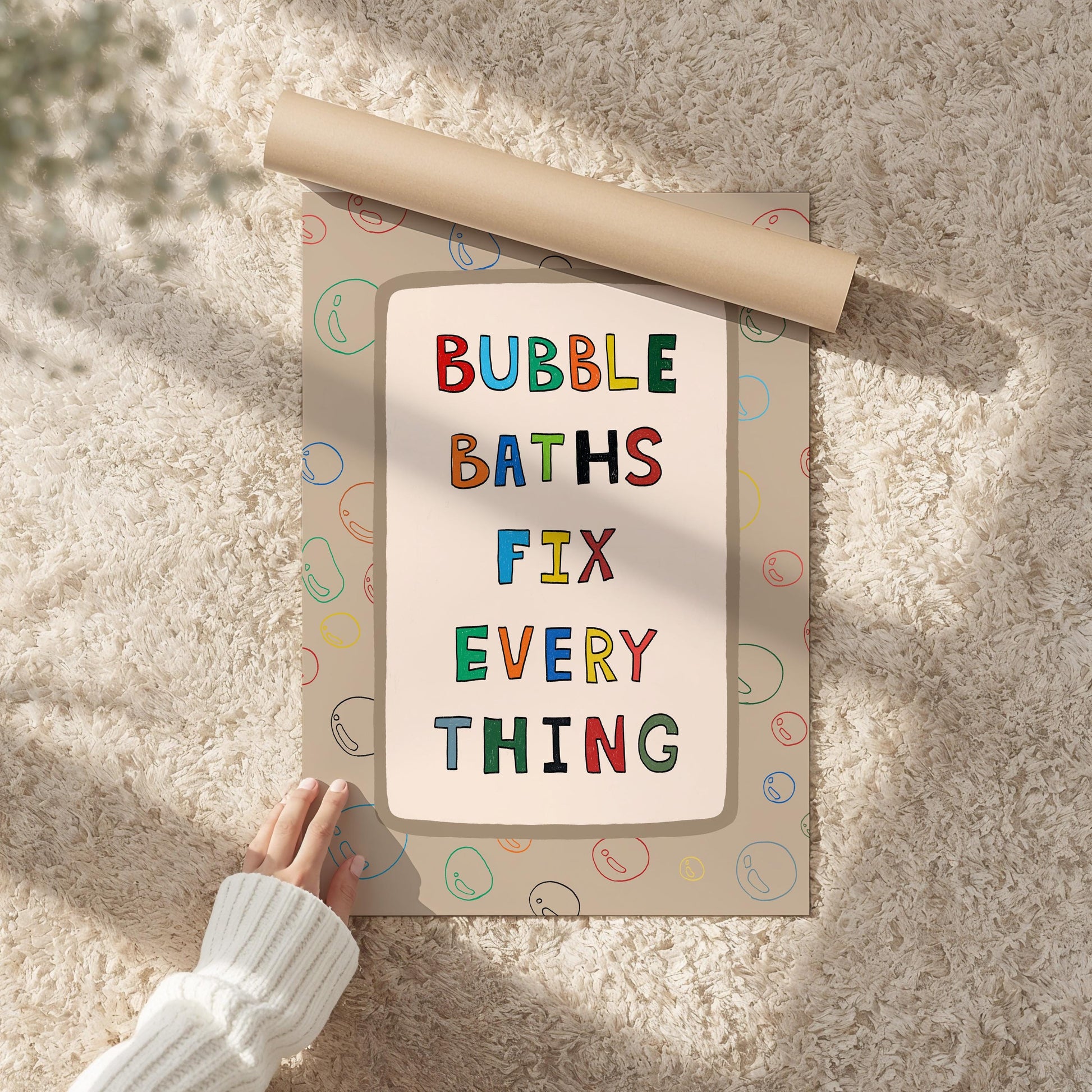 Bubble Baths Fix Everything Print, Funny Bathroom Wall Art, Playful Bath Decor MR116