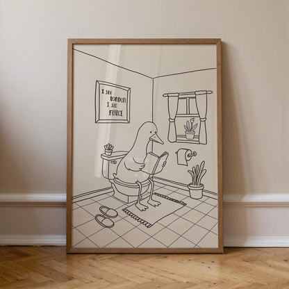 Funny Bathroom Print, Duck Wall Art, Cheeky Toilet Humor Decor MR72