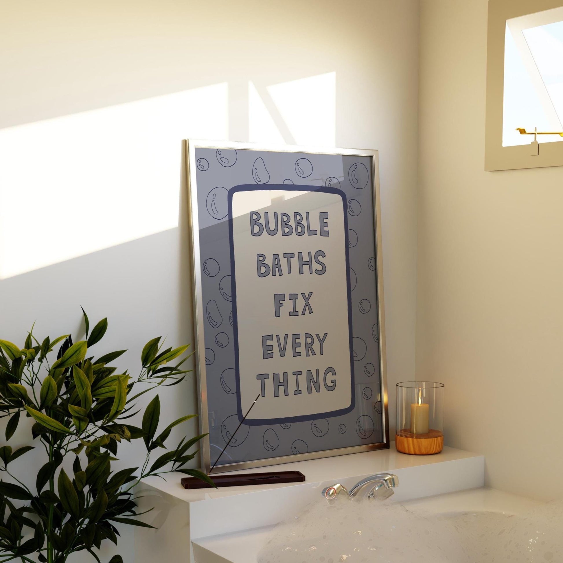 Bubble Baths Fix Everything Print, Funny Bathroom Wall Art, Playful Bath Decor MR116