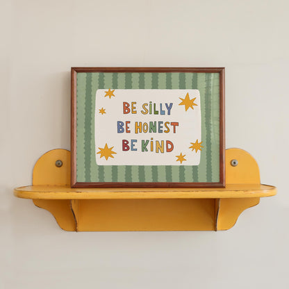 Be Silly Honest Kind Print, Colorful Stars Kids Playroom Poster, Toddler Wall Decor (MR120)