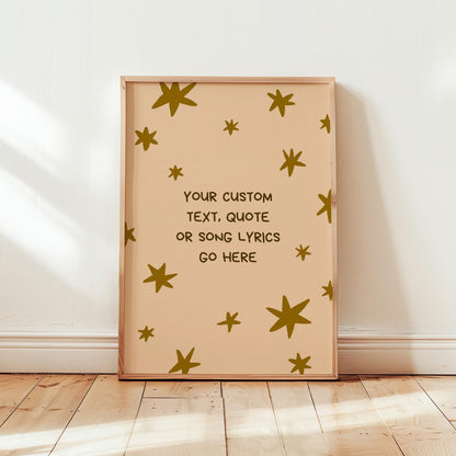 Custom Quote Print, Personalized Text Poster, Song Lyrics Wall Art, Star Nursery Decor (MR109)