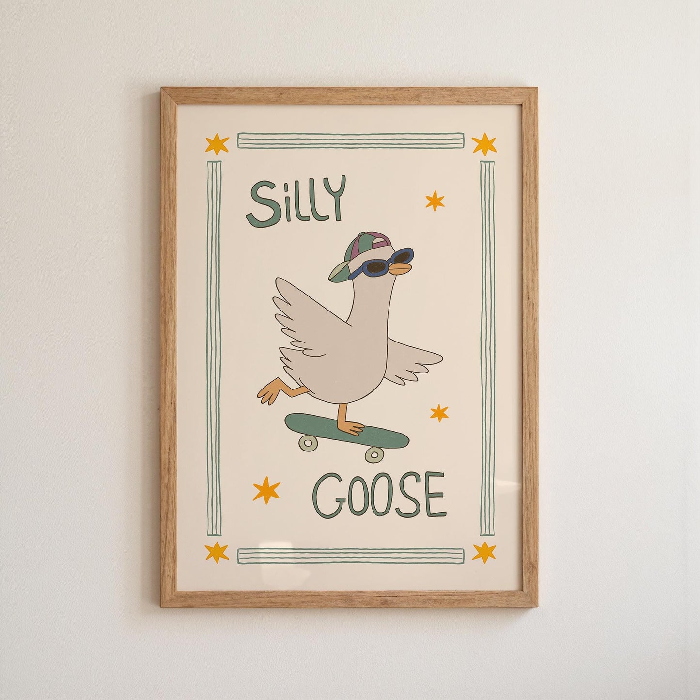 Silly Goose Print, Skateboard Goose Poster, Boy Nursery Decor, Playroom Wall Art (MR124)