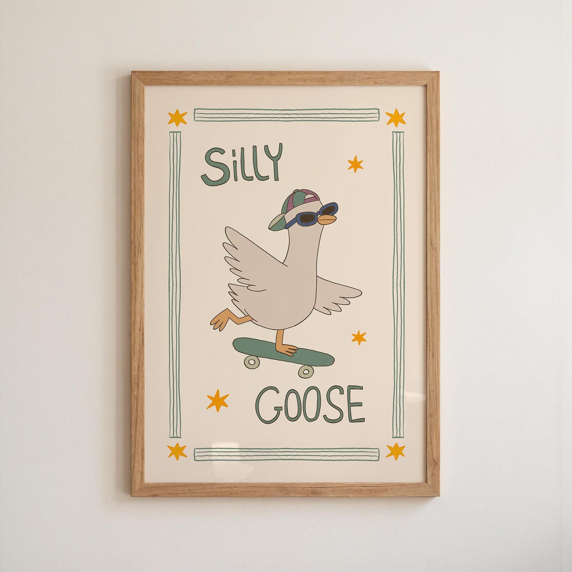 Silly Goose Print, Skateboard Goose Poster, Boy Nursery Decor, Playroom Wall Art (MR124)