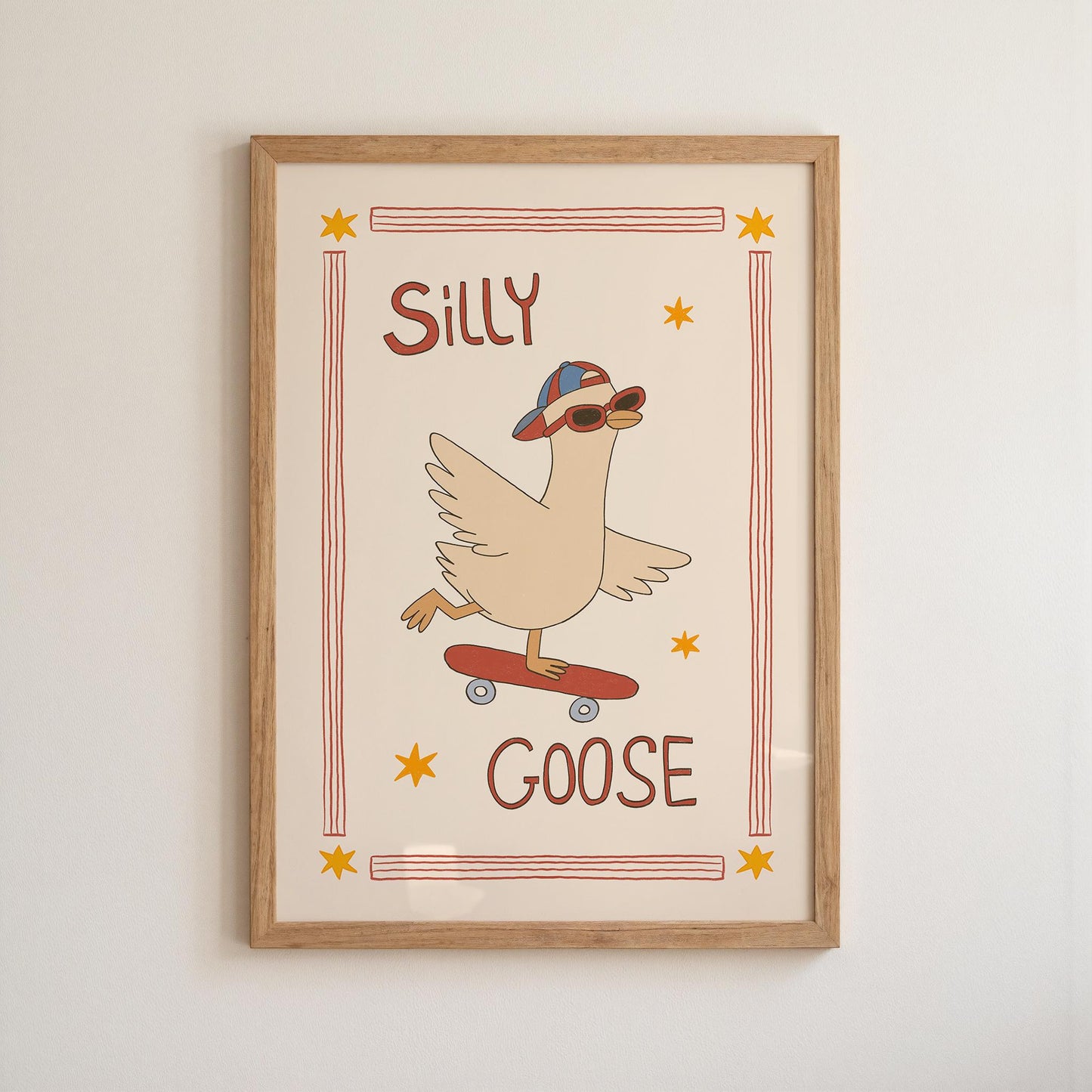 Silly Goose Print, Skateboard Goose Poster, Boy Nursery Decor, Playroom Wall Art (MR124)