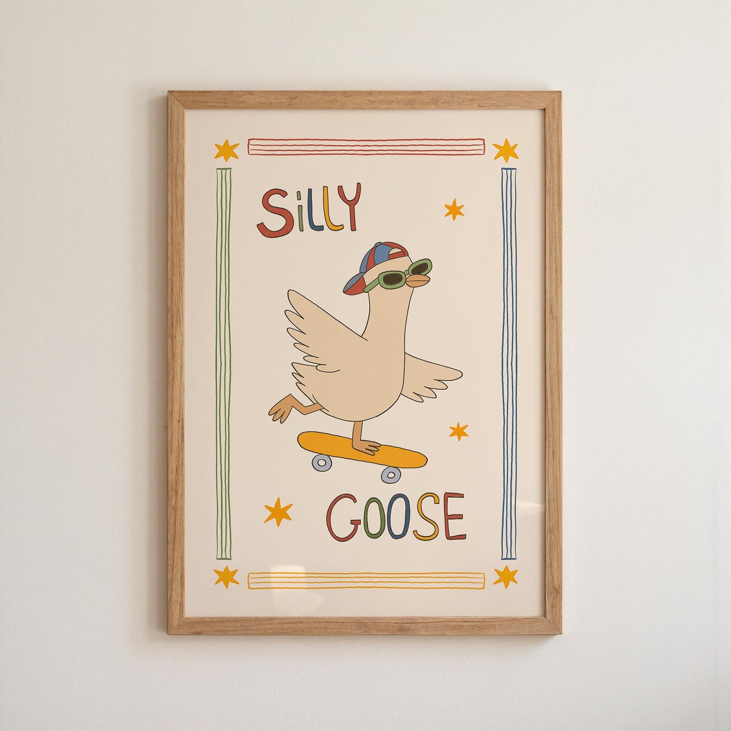 Silly Goose Print, Skateboard Goose Poster, Boy Nursery Decor, Playroom Wall Art (MR124)
