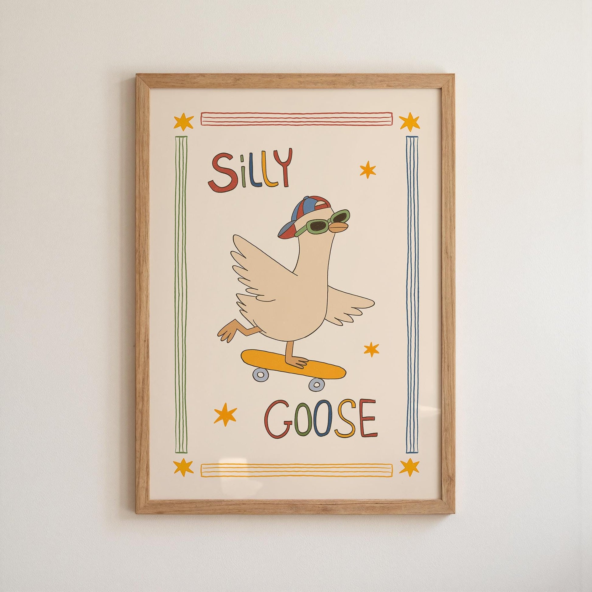 Silly Goose Print, Skateboard Goose Poster, Boy Nursery Decor, Playroom Wall Art (MR124)
