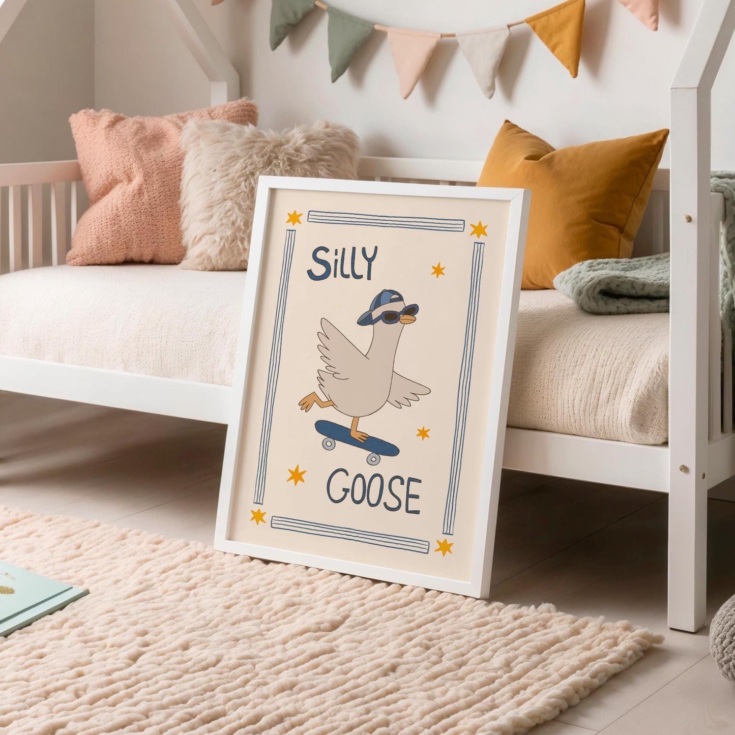 Silly Goose Print, Skateboard Goose Poster, Boy Nursery Decor, Playroom Wall Art (MR124)