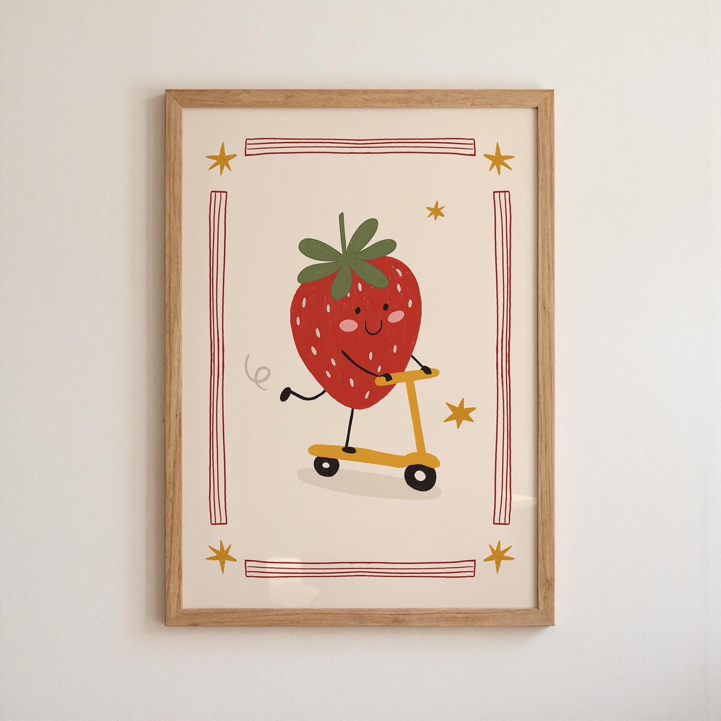 Strawberry Print Fruit Theme Nursery Wall Art Kids Room Poster Playroom Decor (MR125)