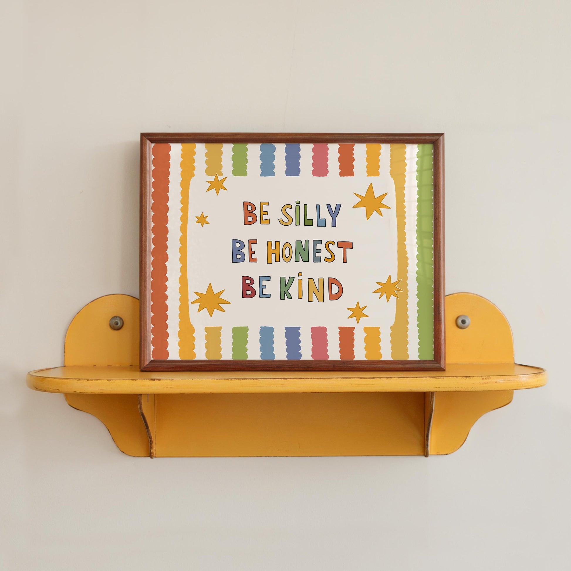 Be Silly Honest Kind Print, Colorful Stars Kids Playroom Poster, Toddler Wall Decor (MR120)