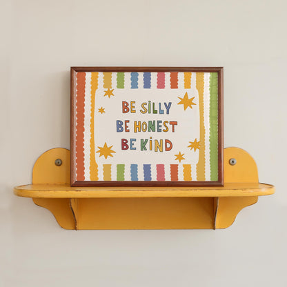 Be Silly Honest Kind Print, Colorful Stars Kids Playroom Poster, Toddler Wall Decor (MR120)