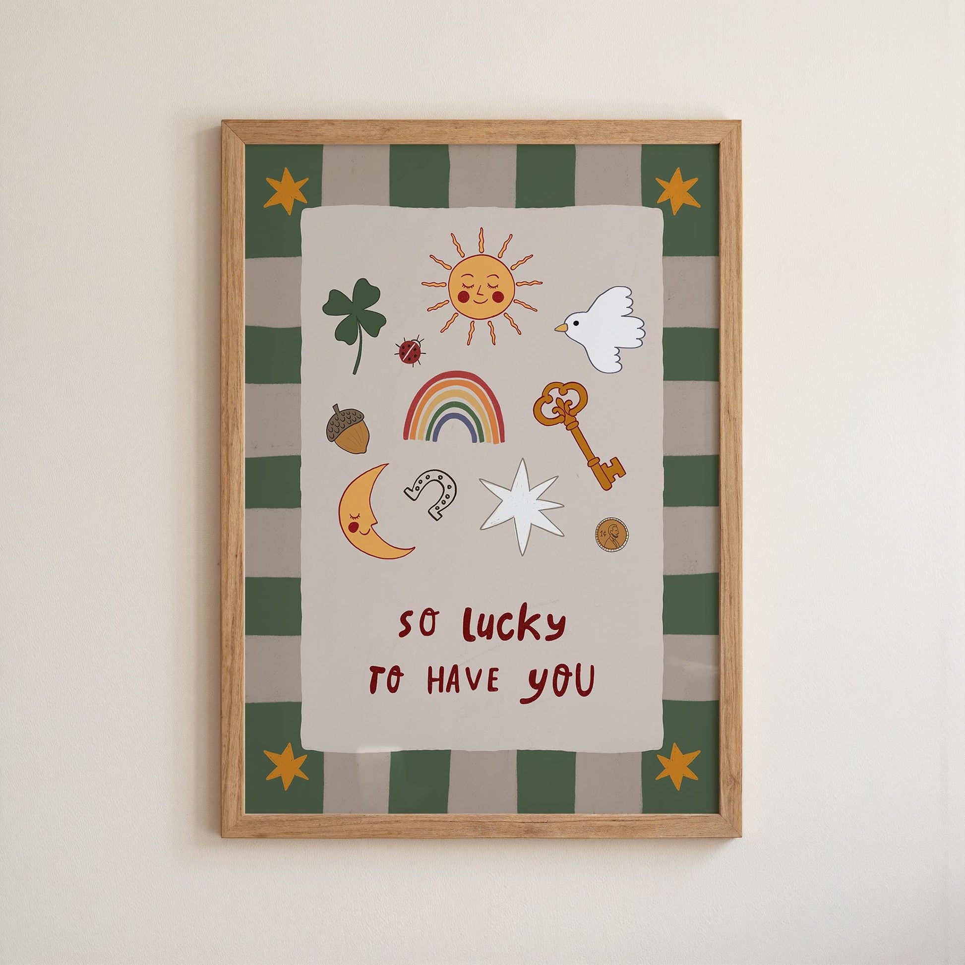 Lucky to Have You Print Nursery Wall Art Kids Room Art Playroom Decor MR126