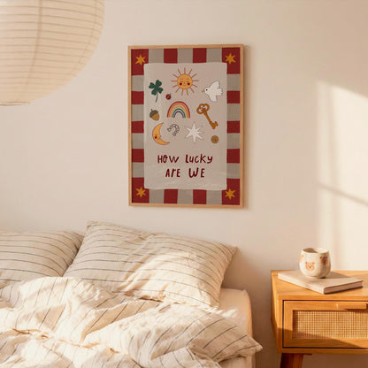How Lucky Are We Print Nursery Wall Art Playroom Decor Kids Room Art (MR127)