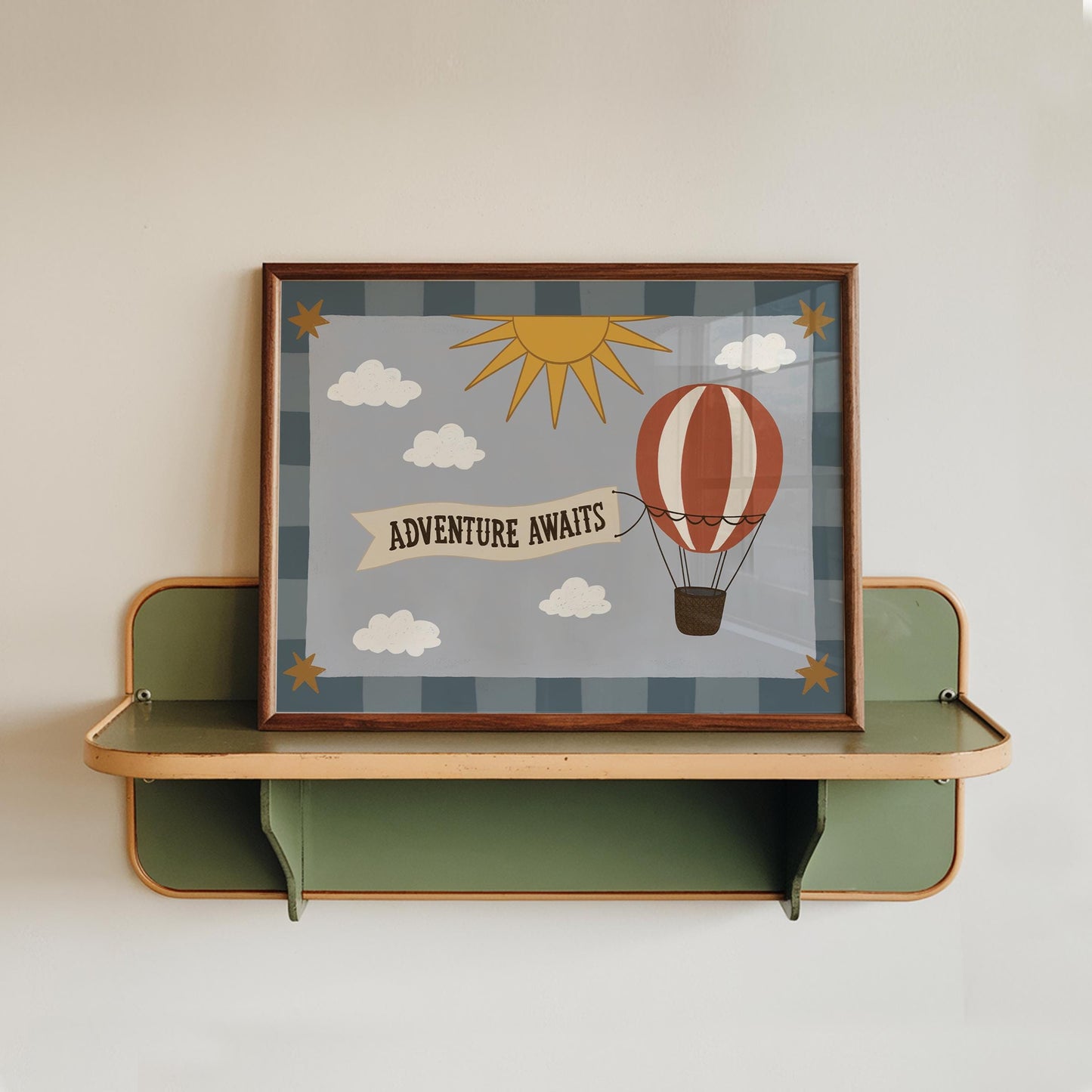 Hot Air Balloon Nursery Print, Whimsical Kids Wall Art, Adventure Awaits, Unframed (MR130)