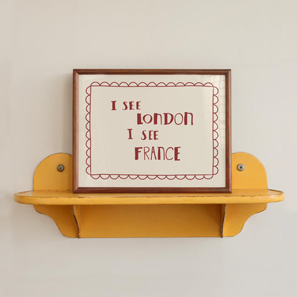 I See London I See France Bathroom Wall Art, Funny Retro Bathroom Print, Unframed (MR131)