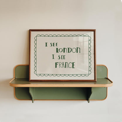 I See London I See France Bathroom Wall Art, Funny Retro Bathroom Print, Unframed (MR131)