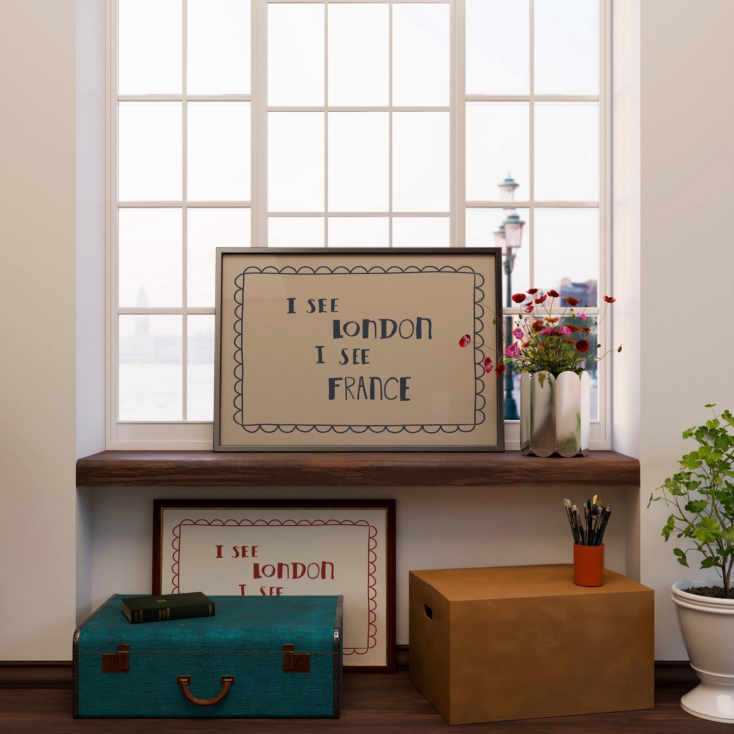 I See London I See France Bathroom Wall Art, Funny Retro Bathroom Print, Unframed (MR131)
