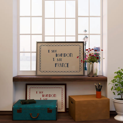 I See London I See France Bathroom Wall Art, Funny Retro Bathroom Print, Unframed (MR131)