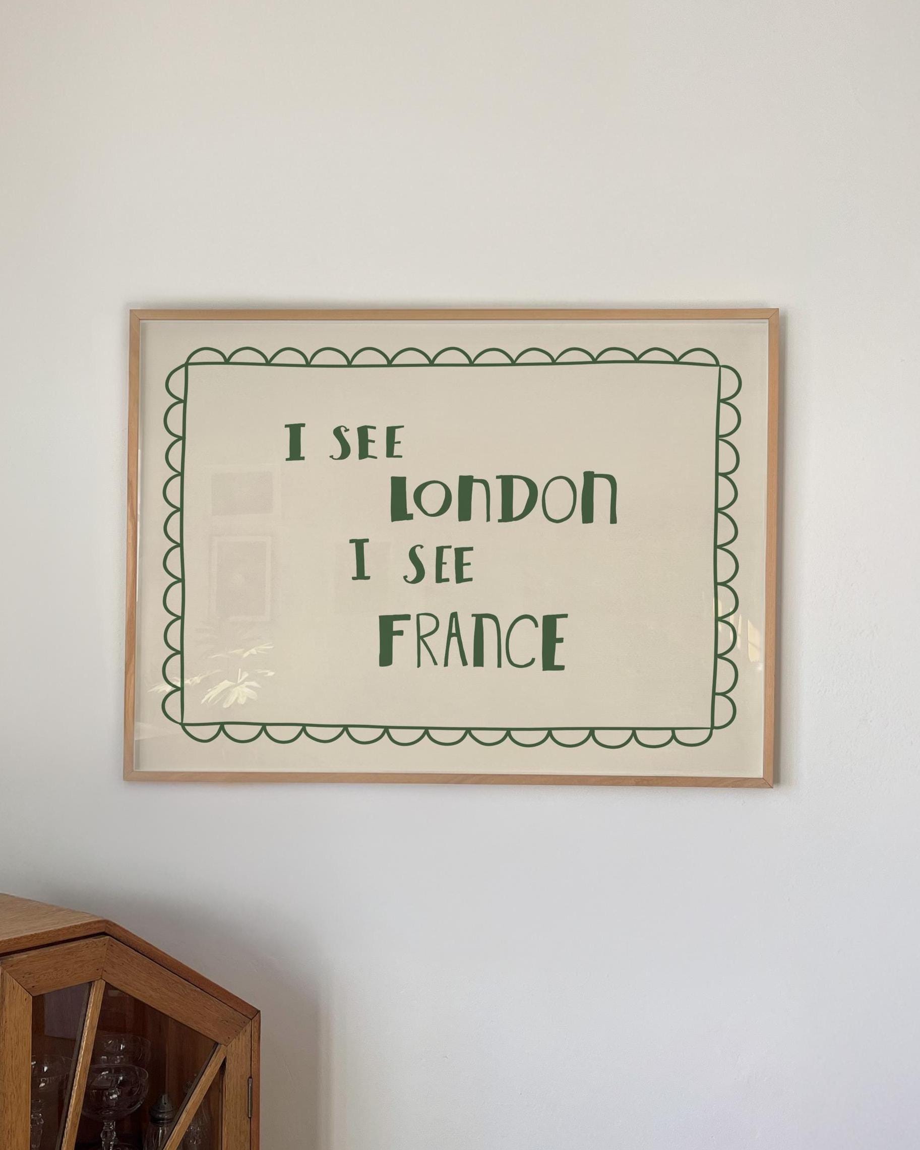 I See London I See France Bathroom Wall Art, Funny Retro Bathroom Print, Unframed (MR131)