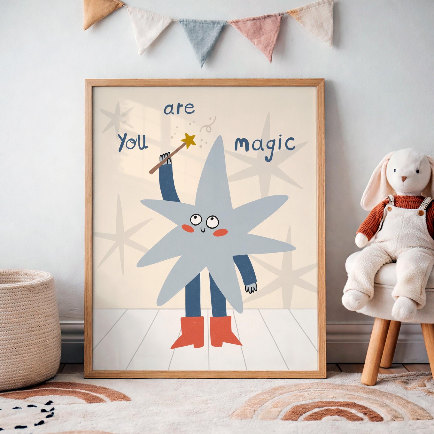 You Are Magic Print, Whimsical Star Kids Wall Art, Nursery Decor, Playroom Poster MR132