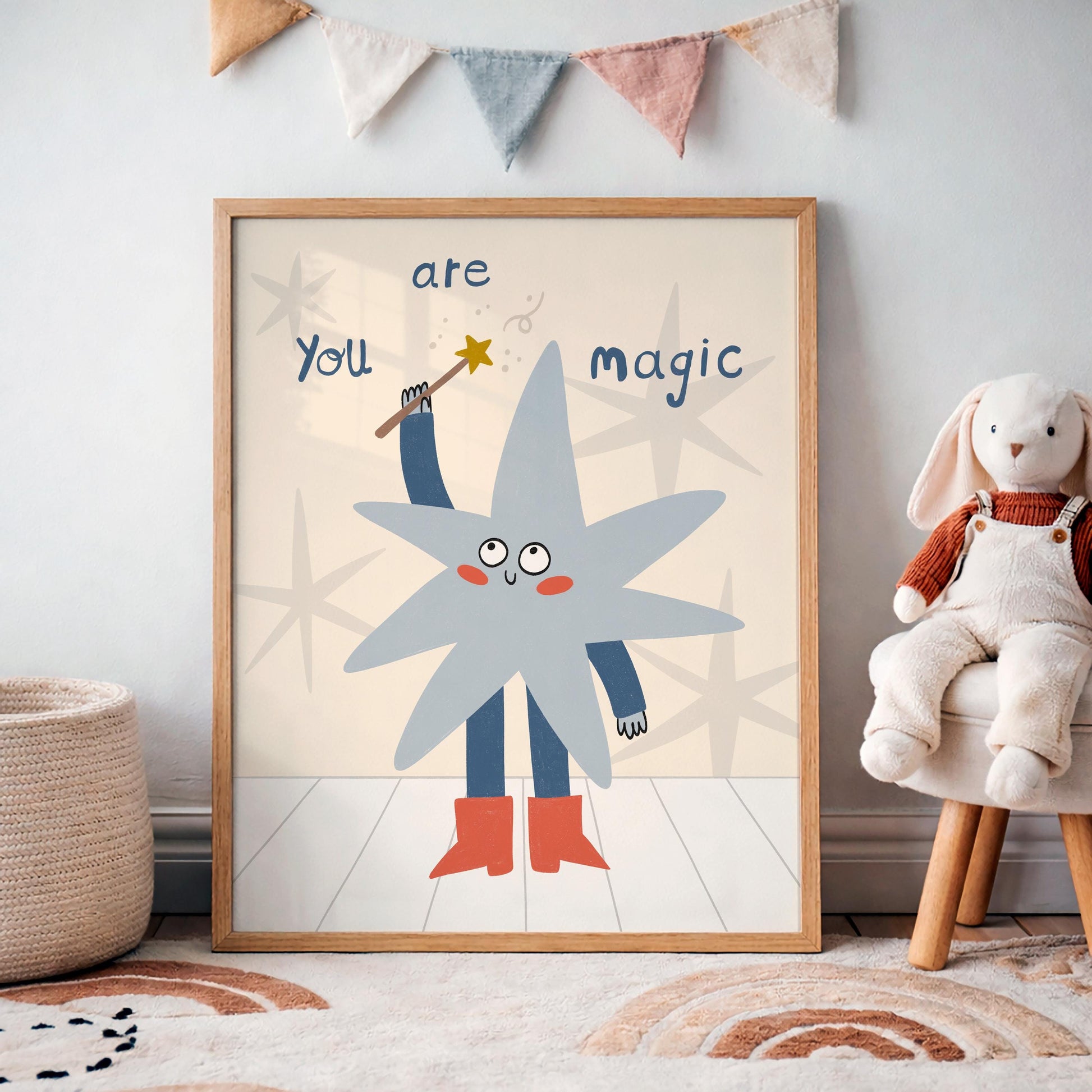 You Are Magic Print, Whimsical Star Kids Wall Art, Nursery Decor, Playroom Poster MR132