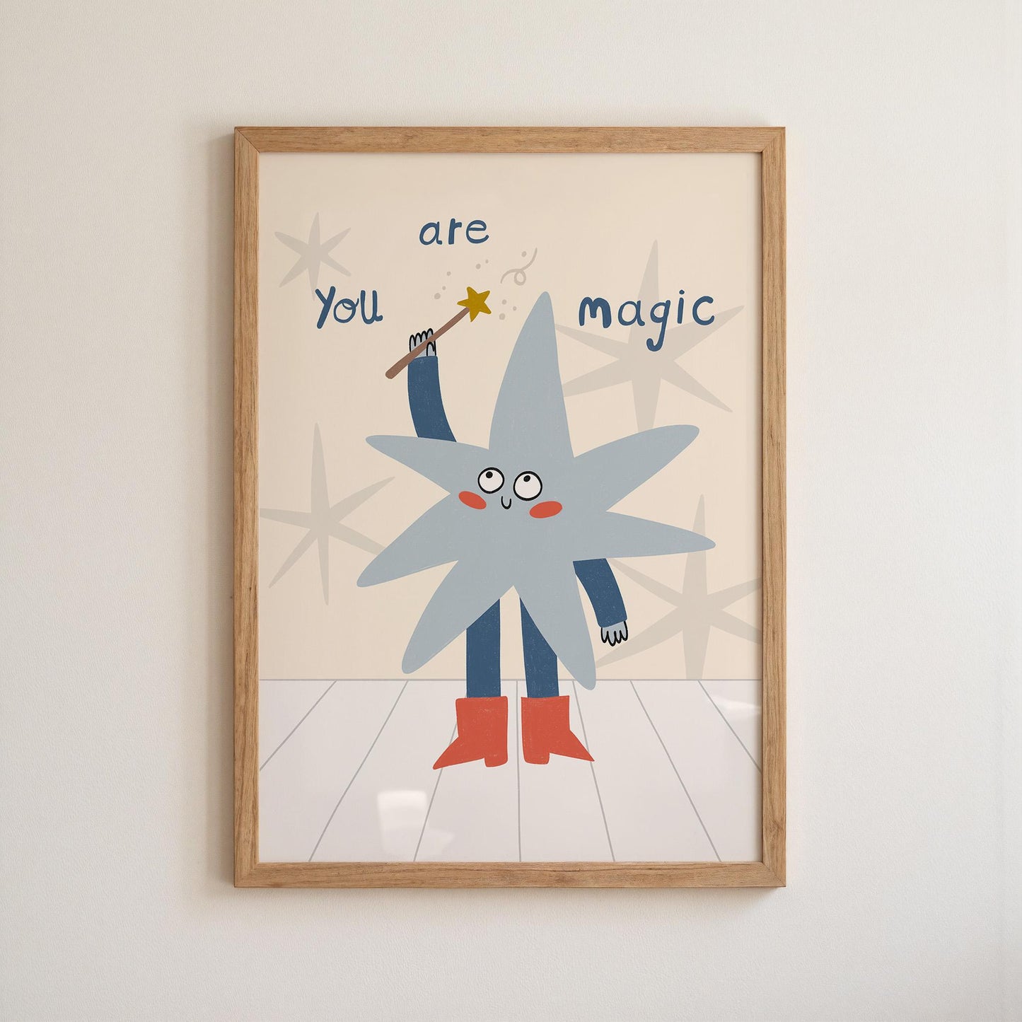 You Are Magic Print, Whimsical Star Kids Wall Art, Nursery Decor, Playroom Poster MR132
