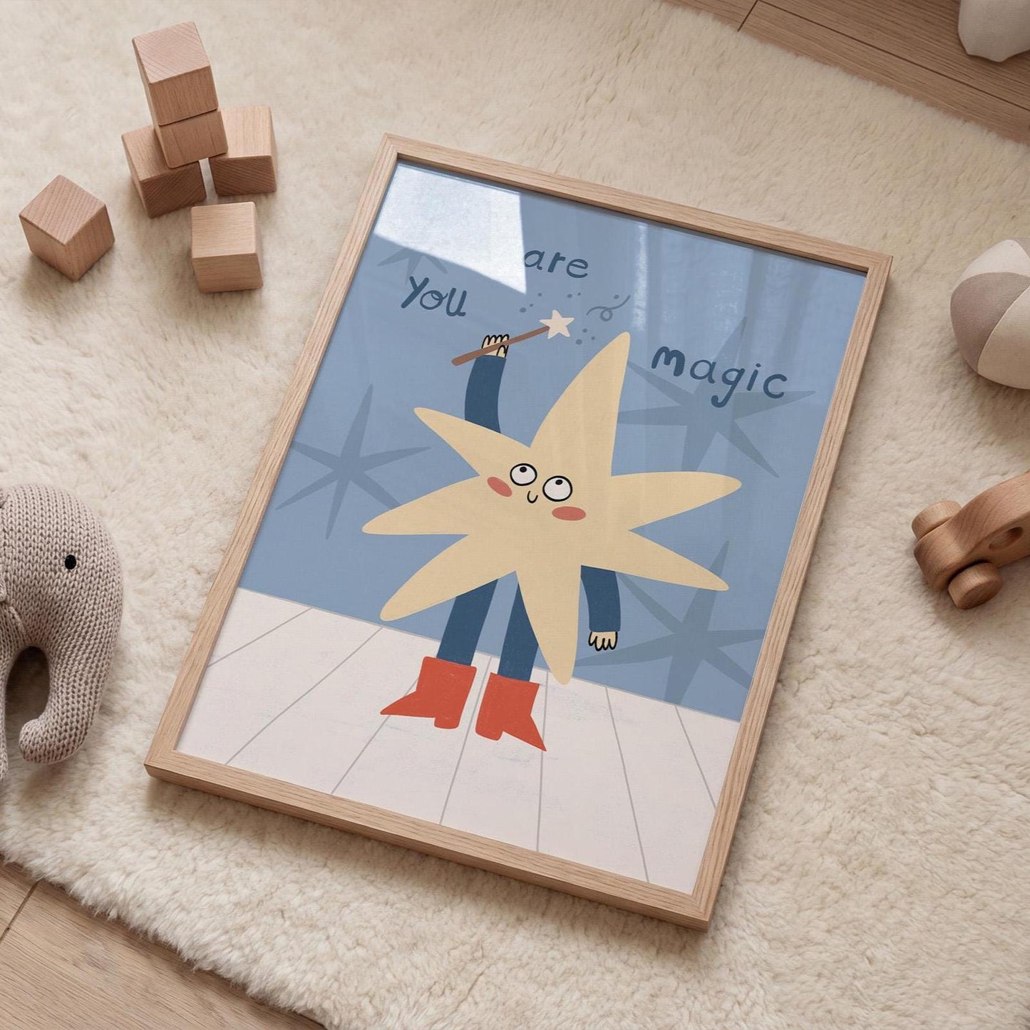 You Are Magic Print, Whimsical Star Kids Wall Art, Nursery Decor, Playroom Poster MR132